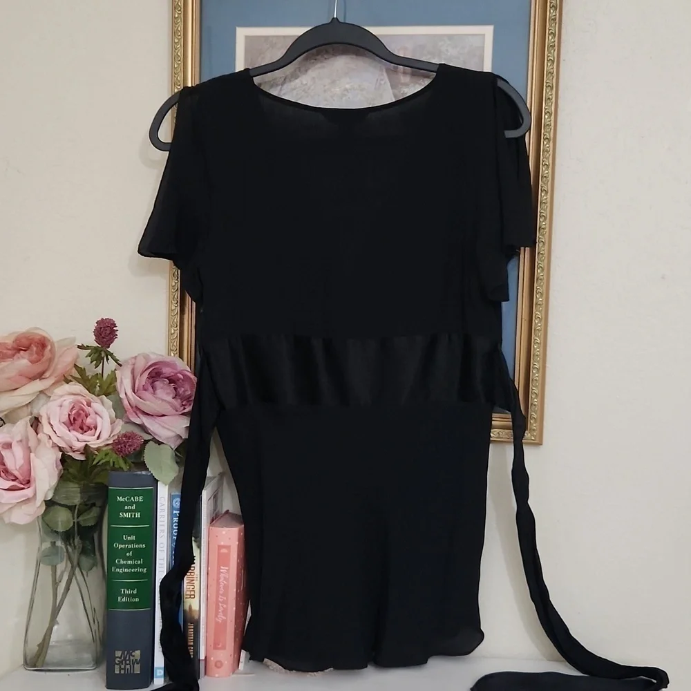 Sexy Y2K 100%Silk Black Waist Defined Size Medium Sexy Flirty Feminine Whimsical - Picture 5 of 12